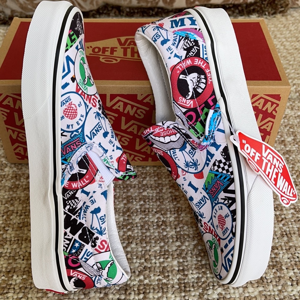 Vans Men’s Classic Slip On Vans Mash Up Stickers/Trwht sneakers - Picture 14 of 16